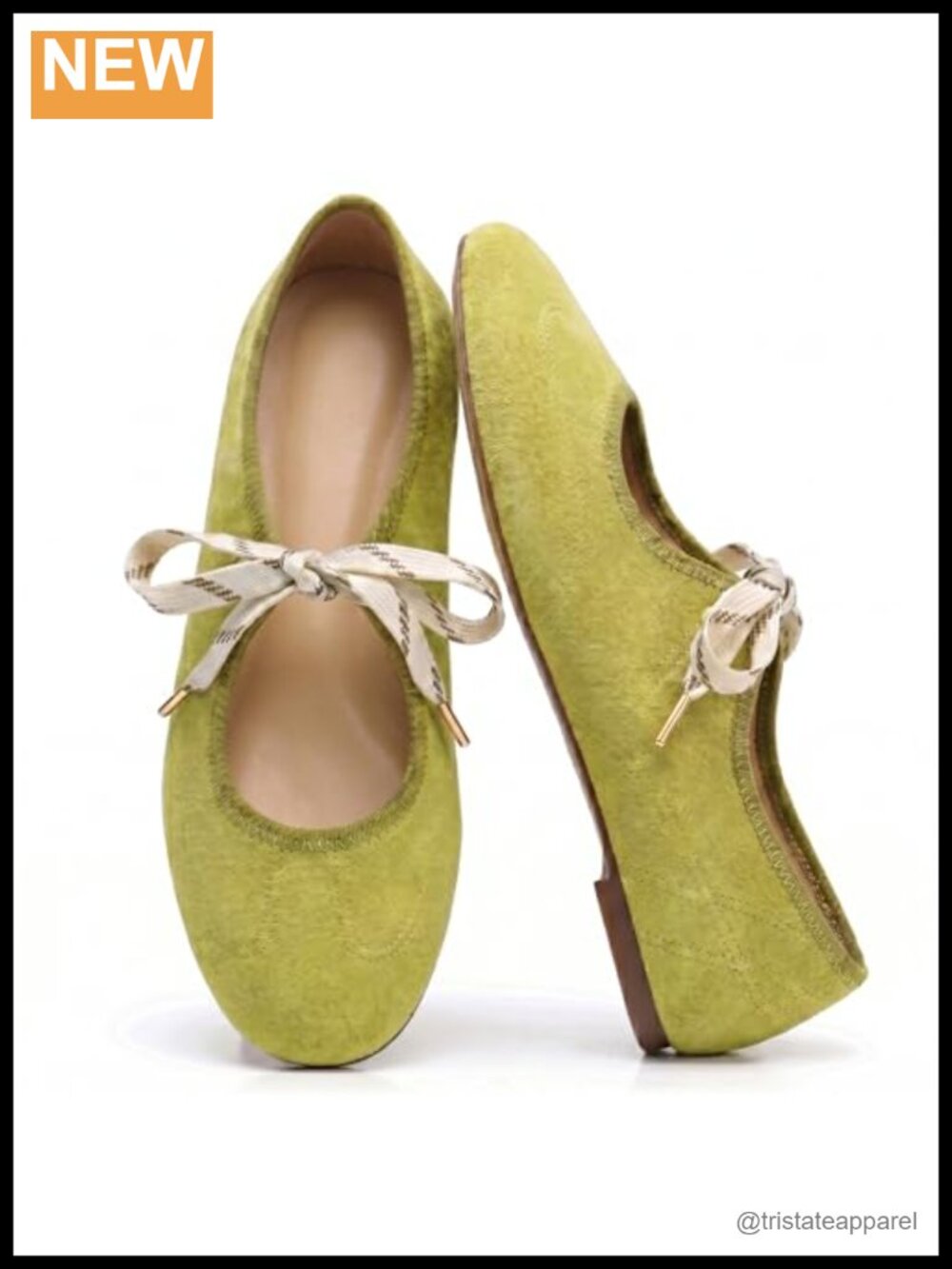 Lace Up Ballet Flats Women Round Toe Mary Jane Ballerina Faux Suede